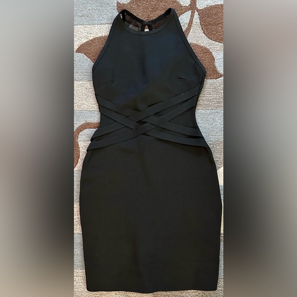 Adelyn Rae Sleeveless Bodycon Halter Neck Bandage Mini Dress w Mesh Racerback - Picture 3 of 8